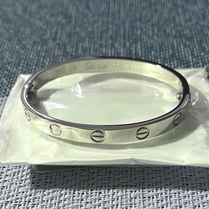 Silver Screw On Cuff Bracelet Love Bangle